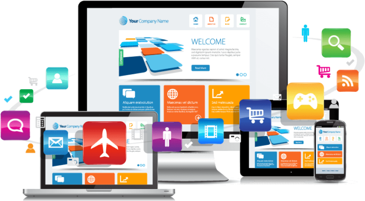 Web development services in Howrah and Kolkata displaying responsive website design on desktop, laptop, tablet, and mobile for custom web development company solutions